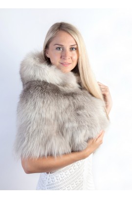 Sapphire Fox fur shawl - with hood